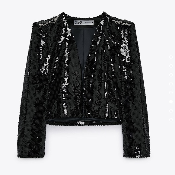 NWT Zara Limited Edition Shoulder Pad Sequinned Crop Jacket - Picture 15 of 17